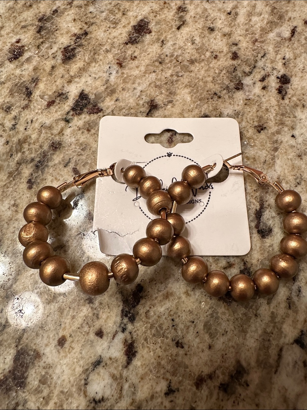 Gold Beaded Hoop Earrings - Women Jewelry